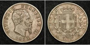 5 Lira Kingdom of Italy (1861-1946) Silver Victor Emmanuel II of Italy (1820 - 1878)