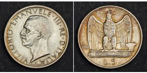 5 Lira Kingdom of Italy (1861-1946) Silver Victor Emmanuel III of Italy (1869 - 1947)