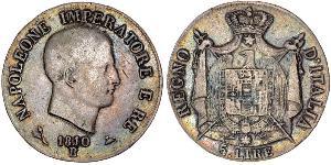 5 Lira Kingdom of Italy (Napoleonic) (1805–1814) Silver Napoleon (1769 - 1821)