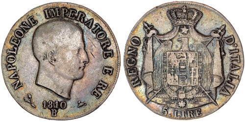 5 Lira Kingdom of Italy (Napoleonic) (1805–1814) Silver Napoleon (1769 - 1821)