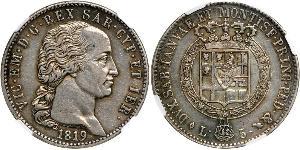 5 Lira Kingdom of Sardinia (1324 - 1861) Silver Victor Emmanuel I of Sardinia