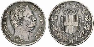 5 Lira 意大利王國 (1861-1946) 銀 Umberto I (1844-1900)