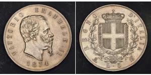 5 Lira 意大利王國 (1861-1946) 銀 维托里奥·埃马努埃莱二世