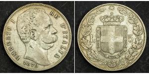 5 Lira 意大利王國 (1861-1946) 銀 Umberto I (1844-1900)