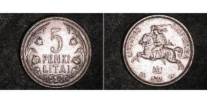 5 Litas Lituanie (1991 - ) Argent 