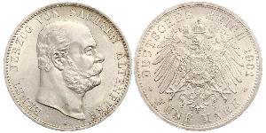 5 Mark Duché de Saxe-Altenbourg  (1826 - 1920) Argent Ernest Ier de Saxe-Altenbourg (1826 - 1908)