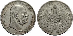 5 Mark Duché de Saxe-Altenbourg  (1826 - 1920) Argent Ernest Ier de Saxe-Altenbourg (1826 - 1908)