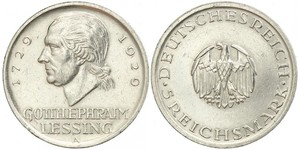 5 Mark Empire allemand (1871-1918) Argent Gotthold Ephraim Lessing