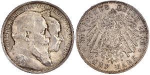 5 Mark Empire allemand (1871-1918) / Grand-duché de Bade (1806-1918) Argent Frédéric Ier de Bade (1826-1907) (1826 - 1907)