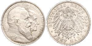 5 Mark Empire allemand (1871-1918) / Grand-duché de Bade (1806-1918) Argent Frédéric Ier de Bade (1826-1907) (1826 - 1907)