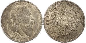 5 Mark Empire allemand (1871-1918) / Grand-duché de Bade (1806-1918) Argent Frédéric Ier de Bade (1826-1907) (1826 - 1907)