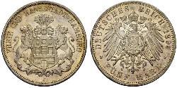 5 Mark Empire allemand (1871-1918) / Hambourg Argent 