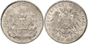 5 Mark Empire allemand (1871-1918) / Hambourg Argent 