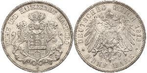 5 Mark Empire allemand (1871-1918) / Hambourg Argent 