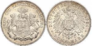 5 Mark Empire allemand (1871-1918) / Hambourg Argent 
