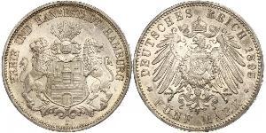 5 Mark Empire allemand (1871-1918) / Hambourg Argent 