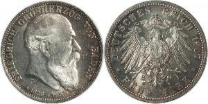 5 Mark Grand-duché de Bade (1806-1918) Argent Frédéric Ier de Bade (1826-1907) (1826 - 1907)