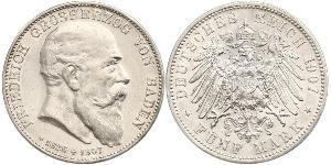 5 Mark Grand-duché de Bade (1806-1918) Argent Frédéric Ier de Bade (1826-1907) (1826 - 1907)