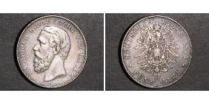 5 Mark Grand-duché de Bade (1806-1918) Argent Frédéric Ier de Bade (1826-1907) (1826 - 1907)