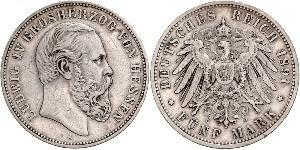 5 Mark Grand-duché de Hesse (1806 - 1918) Argent Louis IV (grand-duc de Hesse)