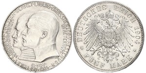 5 Mark Grand-duché de Hesse (1806 - 1918) Argent Ernest-Louis de Hesse (1868 - 1937)