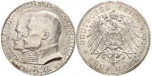 5 Mark Grand-duché de Hesse (1806 - 1918) Argent Ernest-Louis de Hesse (1868 - 1937)