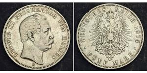 5 Mark Grand-duché de Hesse (1806 - 1918) Argent Louis III de Hesse
