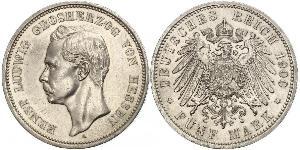 5 Mark Grand-duché de Hesse (1806 - 1918) Argent Ernest-Louis de Hesse (1868 - 1937)