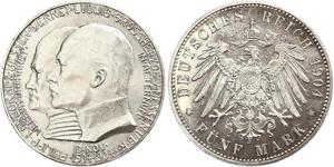 5 Mark Grand-duché de Hesse (1806 - 1918) Argent Ernest-Louis de Hesse (1868 - 1937)