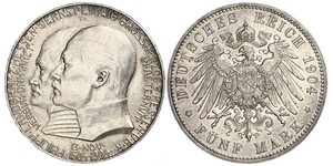 5 Mark Grand-duché de Hesse (1806 - 1918) Argent Ernest-Louis de Hesse (1868 - 1937)