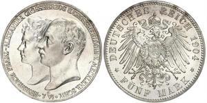 5 Mark Grand-duché de Mecklembourg-Schwerin (1352-1918) Argent Frederick Francis IV, Grand Duke of Mecklenburg (1882 - 1945)