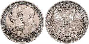5 Mark Grand-duché de Mecklembourg-Schwerin (1352-1918) Argent Frederick Francis IV, Grand Duke of Mecklenburg (1882 - 1945)