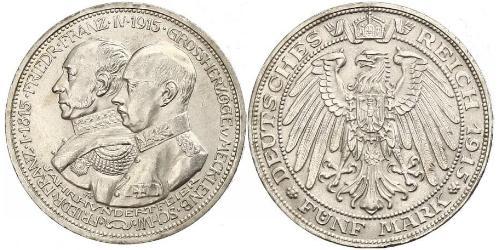 5 Mark Grand-duché de Mecklembourg-Schwerin (1352-1918) Argent Frederick Francis IV, Grand Duke of Mecklenburg (1882 - 1945)