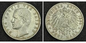 5 Mark Royaume de Bavière (1806 - 1918) Argent Othon Ier de Bavière(1848 – 1916)