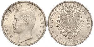 5 Mark Royaume de Bavière (1806 - 1918) Argent Othon Ier de Bavière(1848 – 1916)