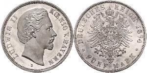 5 Mark Royaume de Bavière (1806 - 1918) Argent Louis II de Bavière (1845-1886)(1845 – 1886)