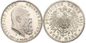5 Mark Royaume de Bavière (1806 - 1918) Argent Othon Ier de Bavière(1848 – 1916)