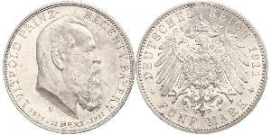 5 Mark Royaume de Bavière (1806 - 1918) Argent Othon Ier de Bavière(1848 – 1916)