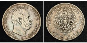 5 Mark Royaume de Prusse (1701-1918) Argent Wilhelm I, German Emperor (1797-1888)