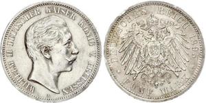 5 Mark Royaume de Prusse (1701-1918) Argent Wilhelm II, German Emperor (1859-1941)