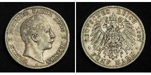 5 Mark Royaume de Prusse (1701-1918) Argent Wilhelm II, German Emperor (1859-1941)