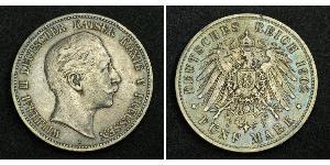 5 Mark Royaume de Prusse (1701-1918) Argent Wilhelm II, German Emperor (1859-1941)