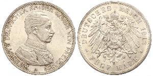 5 Mark Royaume de Prusse (1701-1918) Argent Wilhelm II, German Emperor (1859-1941)