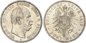 5 Mark Royaume de Prusse (1701-1918) Argent Wilhelm I, German Emperor (1797-1888)