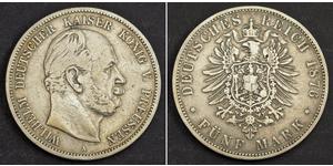 5 Mark Royaume de Prusse (1701-1918) Argent Wilhelm I, German Emperor (1797-1888)
