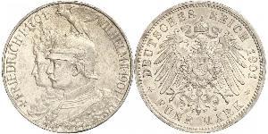 5 Mark Royaume de Prusse (1701-1918) Argent Wilhelm II, German Emperor (1859-1941)