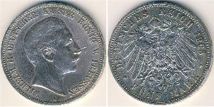 5 Mark Royaume de Prusse (1701-1918) Argent Wilhelm II, German Emperor (1859-1941)
