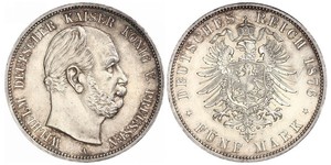5 Mark Royaume de Prusse (1701-1918) Argent Wilhelm I, German Emperor (1797-1888)