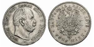 5 Mark Royaume de Prusse (1701-1918) Argent Wilhelm I, German Emperor (1797-1888)