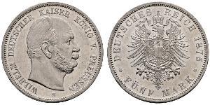 5 Mark Royaume de Prusse (1701-1918) Argent Wilhelm I, German Emperor (1797-1888)